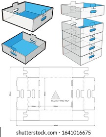Stackable Retail Double Edge Box (Internal measurement 30 x 30+ 10) and Die-cut Pattern. The .eps file is full scale and fully functional. Prepared for real cardboard production.