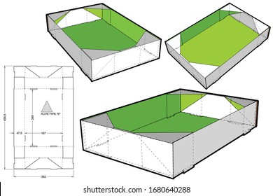 Stackable Retail Double Edge Box (Internal measurement 24.8x 16.7+ 4.75) and Die-cut Pattern. The .eps file is full scale and fully functional. Prepared for real cardboard production.