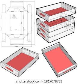 Stackable Retail Double Edge Box and Die-cut Pattern. The .eps file is full scale and fully functional. Prepared for real cardboard production.