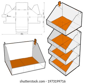 Stackable Retail Double Edge Box and Die-cut Pattern.