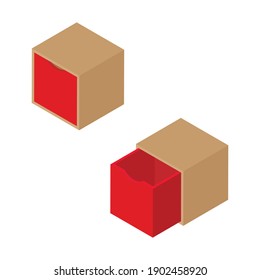 Stackable storage cube box toy organizer isolated on white background isometric view. Vector