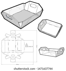 Stackable Tray and Die-cut Pattern. The .eps file is full scale and fully functional. Prepared for real cardboard production.