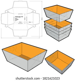 Stackable Tray and Die-cut Pattern. The .eps file is full scale and fully functional. Prepared for real cardboard production.