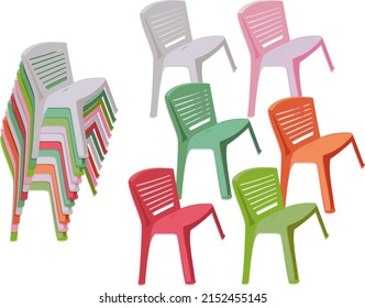 Stackable wide colorful plastic chairs