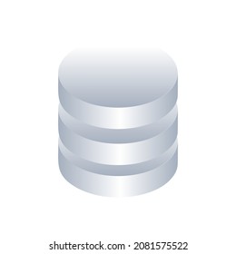 stacked 3D cylinder with silver color, vector