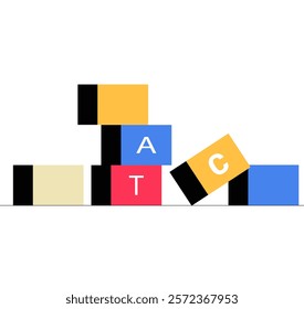 Stacked Alphabet Blocks In Flat Vector Illustration Symbolizing Learning, Childhood Education, And Play, Isolated On White Background