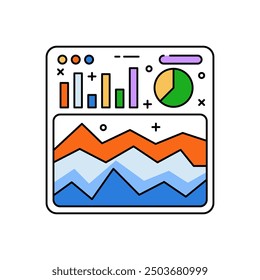 Stacked Area Chart Fill Color Icon, Vector illustration