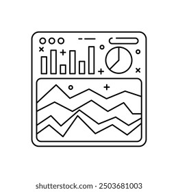 Stacked Area Chart Outline Icon, Vector illustration