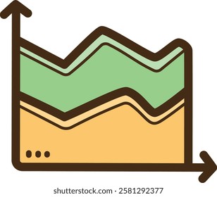 Stacked area chart vector doodle illustration and graphic
