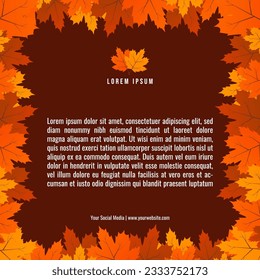 stacked autumn leaves frame social media template design social media post in vector