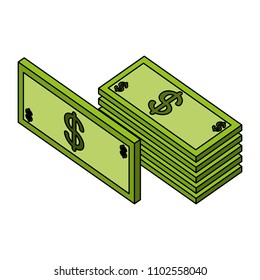 stacked banknote money dollar isometric