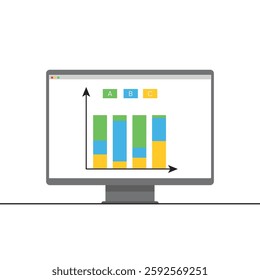 Stacked Bar Chart on Computer Screen for Data Analysis and Business Statistics Visualization