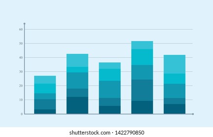 stacked bar chart. vector business and statistic diagram image in a flat style