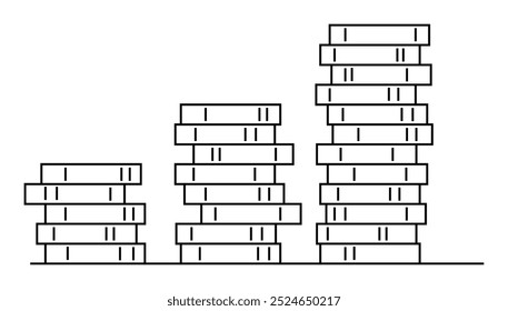 Barras apiladas en orden ascendente que muestran el progreso. Estilo de arte lineal. Ideal para visualización de datos, crecimiento de negocios, análisis financiero, seguimiento de progreso y presentaciones.