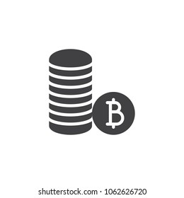 Stacked Bitcoin coins vector icon. filled flat sign for mobile concept and web design. Cryptocurrency money simple solid icon. Symbol, logo illustration. Pixel perfect vector graphics
