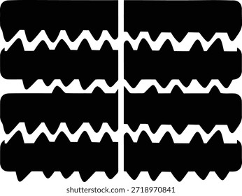 Bloques ondulados apilados en blanco y negro aislados sobre fondo blanco, Vector