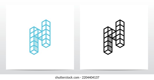 Stacked Block Cube Letter Logo Design N