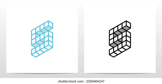 Stacked Block Cube Letter Logo Design S