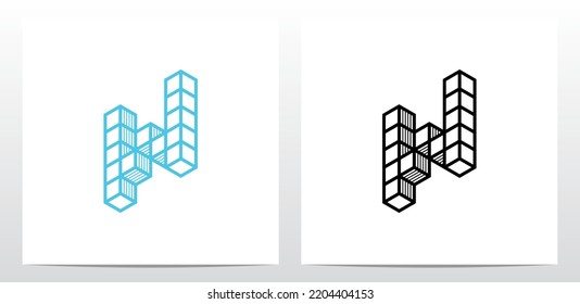 Stacked Block Cube Letter Logo Design W