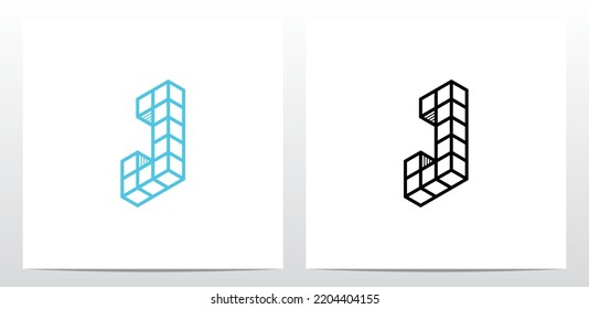 Stacked Block Cube Letter Logo Design J