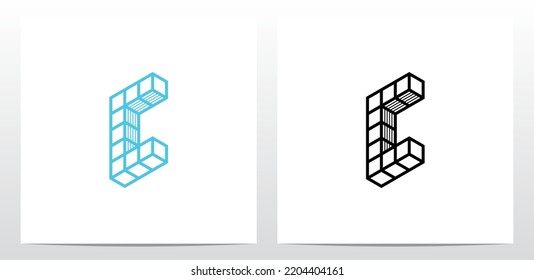 Stacked Block Cube Letter Logo Design C