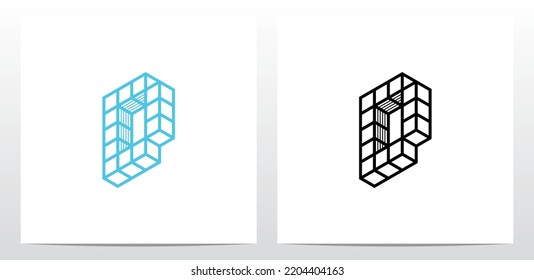 Stacked Block Cube Letter Logo Design D