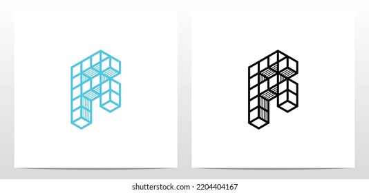 Stacked Block Cube Letter Logo Design R