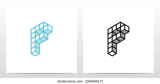 Stacked Block Cube Letter Logo Design P