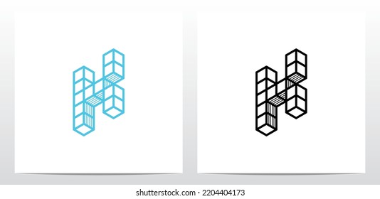 Stacked Block Cube Letter Logo Design K