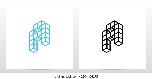 Stacked Block Cube Letter Logo Design A