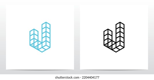 Stacked Block Cube Letter Logo Design V