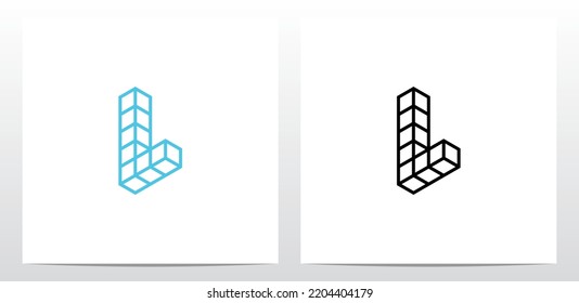 Stacked Block Cube Letter Logo Design L