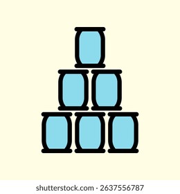 Stacked Blue Barrels Illustration on Pale Background