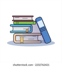 diseño plano vectorial de libro apilado, para logotipo o icono de libros aislado blanco