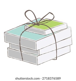 Libros apilados atados con ilustración de cuerda
