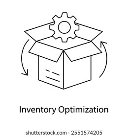 Stacked boxes with a gear and a checkmark, symbolizing the efficient management of inventory levels.