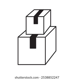 Symbol für gestapelte Kästchen. Symbol des verpackten Kartons. Versandverpackungsgrafik. Schwarzer Umrissvektor.