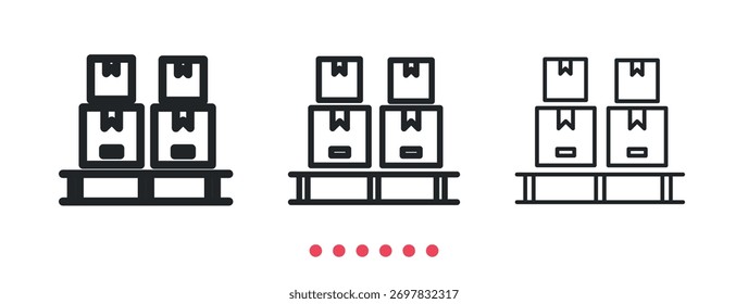 Stacked boxes on pallet icon. Thin line icon vector