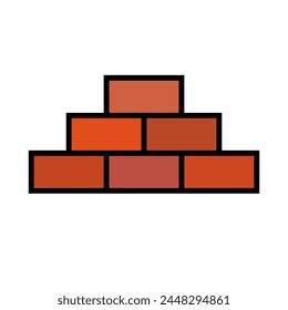 Stacked bricks icon. Building material icon. Vector.
