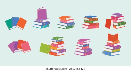 stacked of bright colorful book illustration vector
