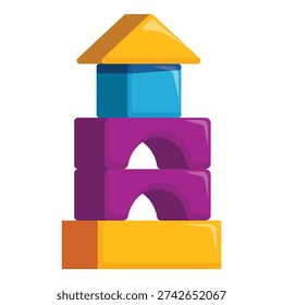 Stacked building blocks forming a castle like structure, promoting creativity and fun in playtime