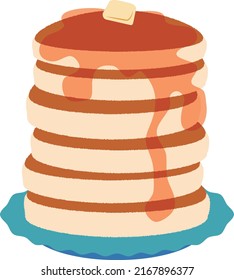 Stacked butter pancake vector illustration