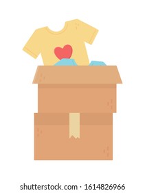 stacked cardboard boxes clothes charity and donation concept vector illustration
