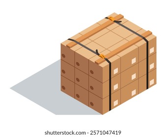 Stacked Cardboard Boxes Featuring Straps Specifically Designed for Safe Shipping Needs