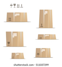 Stacked cardboard boxes. Flat style vector illustration isolated on white background.