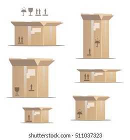 Stacked cardboard boxes. Flat style vector illustration isolated on white background.