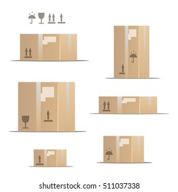 Stacked cardboard boxes. Flat style vector illustration isolated on white background.