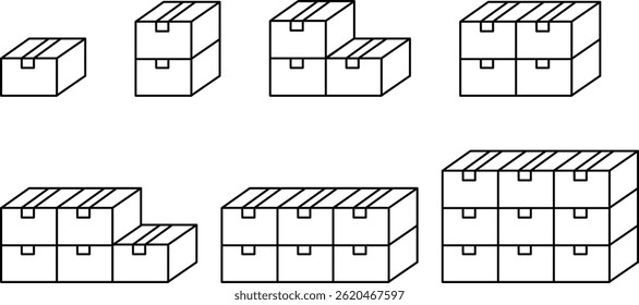 Conjunto de iconos de cajas de cartón apiladas