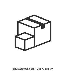 Stacked cardboard boxes, linear icon. Packaging for shipping and storage. Line with editable stroke.