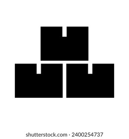 Stacked cardboard boxes silhouette icon. Vector.